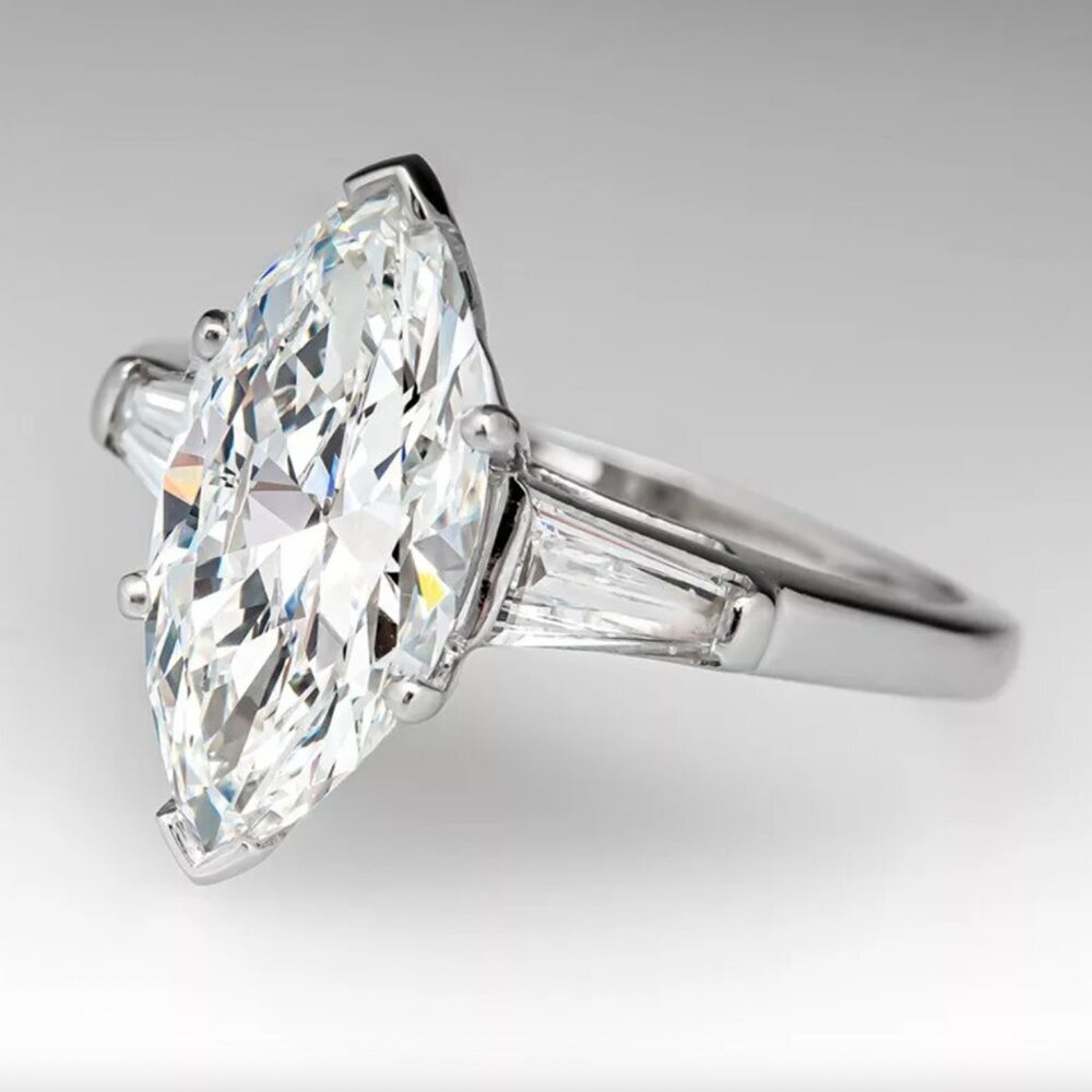 NEW 14K White Gold Marquise Cut Diamond Ring - Picture 7 of 7